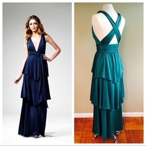 Leona Edmiston Tiered Plunge Gown